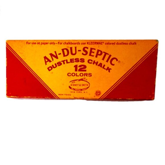 RARE NEW AN-DU-SEPTIC BINNEY & SMITH DUSTLESS CHALK 12 COLORS VINTAGE - Picture 2 of 4